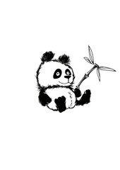 Panda with bamboo cartoon