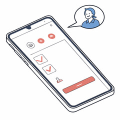 Smartphone With Checklist And Customer Service Support Illustration In Modern Style