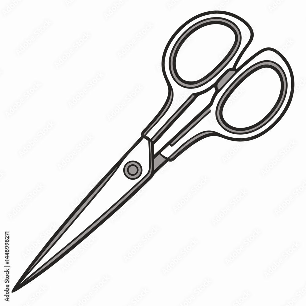 Poster vector illustration of sharp scissors on white background in simple style