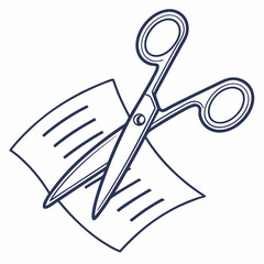 Scissors Cutting Paper Icon Isolated Illustration White Background Design Element