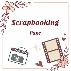 Cute Scrapbooking Page With Camera Flowers And Film Strip Design