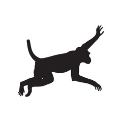 Monkey silhouette vector illustration: primate animal, wildlife, jungle, ape, mammal, zoo, graphic design