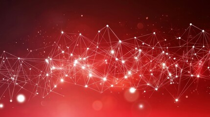 Obraz premium Abstract Network Design in Red and White on red background