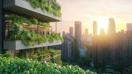 Obraz premium a vibrant urban landscape where nature and architecture harmoniz