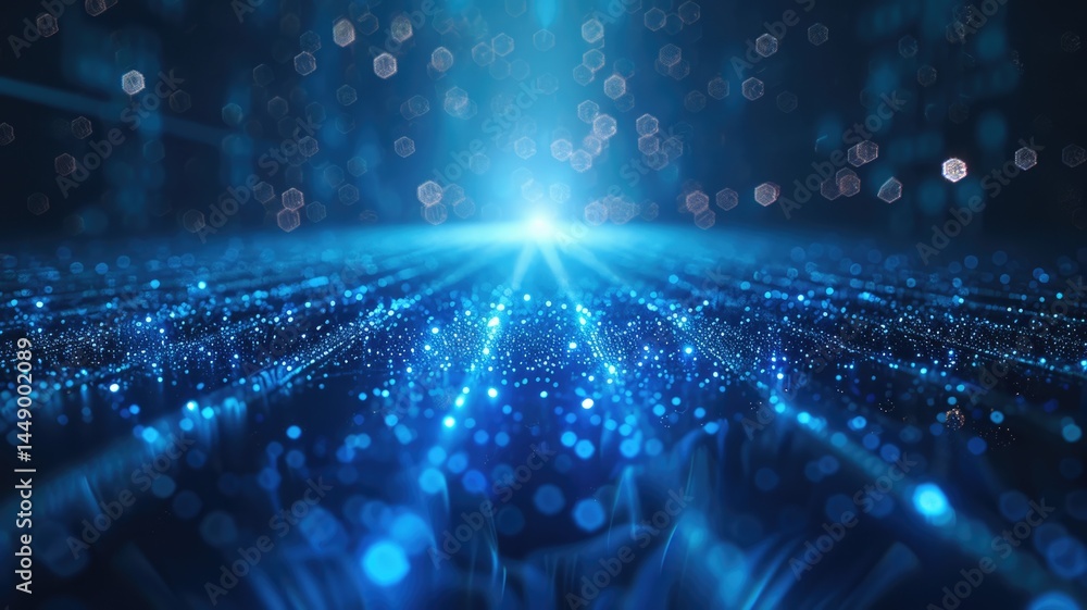 Poster sparkling laser beam effect dash with high-speed shine and emit electric light express fantasy scene
