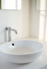 white bathroom sink with a chrome faucet