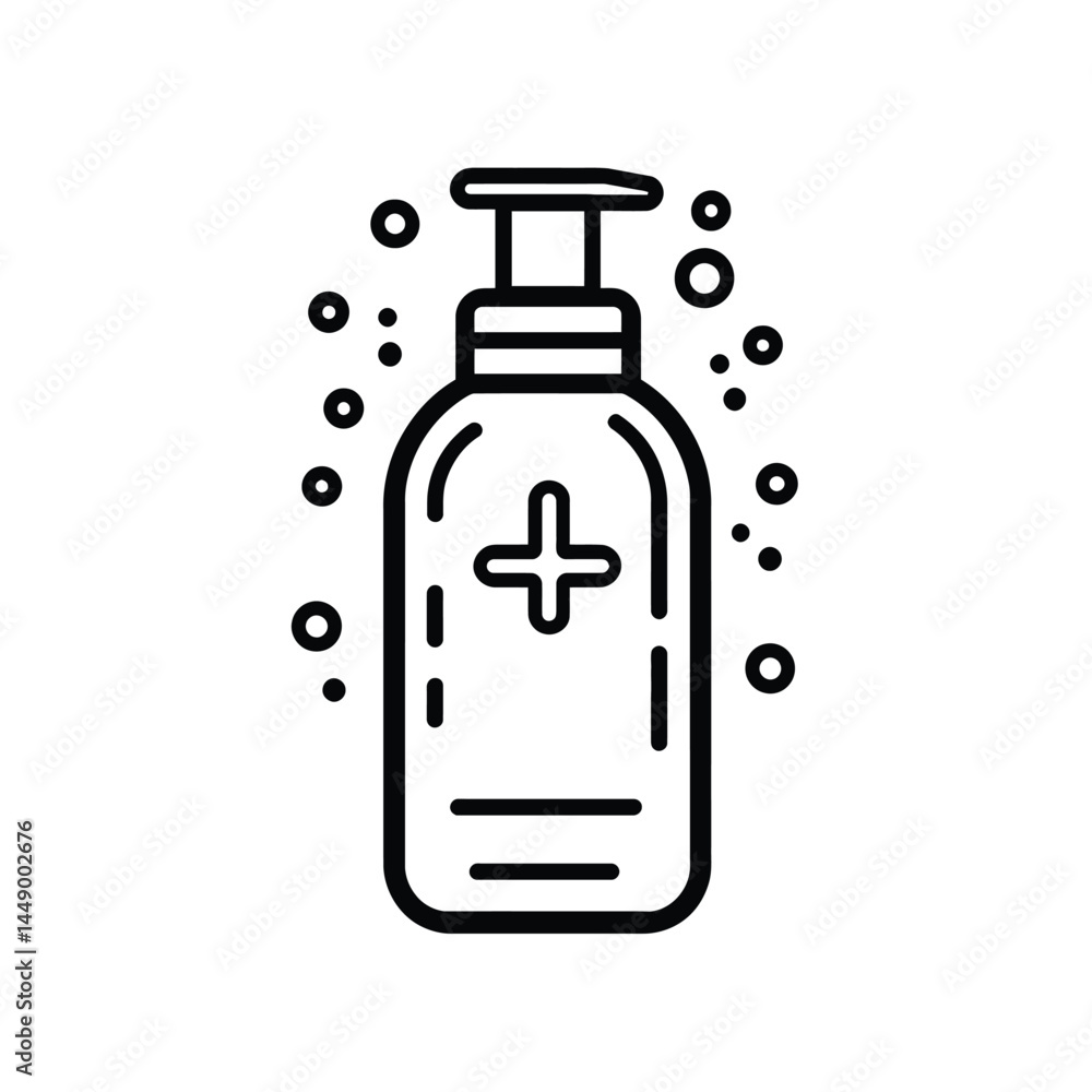 Aufkleber liquid container with plus symbol and bubbles on transparent background icon