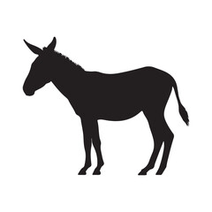 Obraz premium Black donkey silhouette vector illustration animal farm livestock mammal equine mule burro ass drawing image