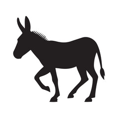 Fototapeta premium Black donkey silhouette vector illustration farm animal clip art mule outline graphic design element isolated image