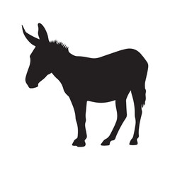 Obraz premium Black donkey silhouette vector illustration farm animal design graphic resource isolated on white background