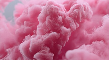 A close-up view of swirling pink cloud-like substance.