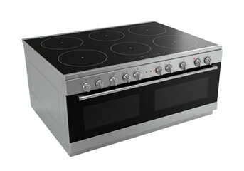 Fototapeta premium New Silver Electric Range Oven with Glass Cooktop Display