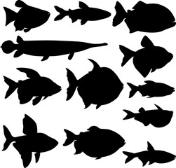 set of fish silhouettes