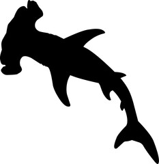 Hammer head shark silhouette vector art