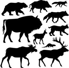 wild animals silhouettes