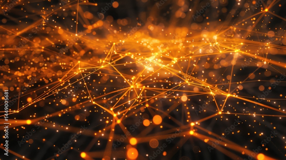 Poster this abstract image showcases a vibrant network of converging lines and lights, symbolizing technolo