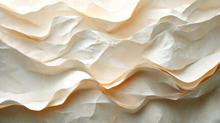Light-toned textured background made of eco-friendly folded paper, resembling vintage parchment or rice paper with artistic simplicity and subtle grunge