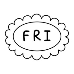 the word fri with flower, friday doodle outline