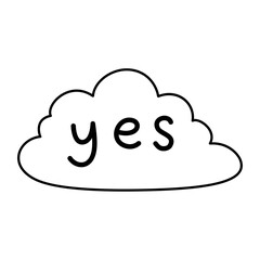 the word yes with cloud doodle outline