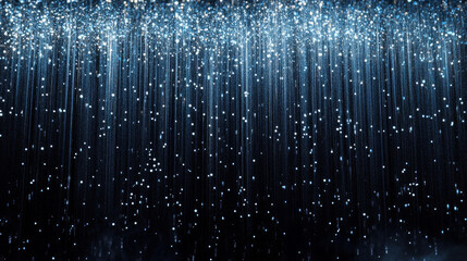 Sparkling blue particles float like a shimmer rain against a black space