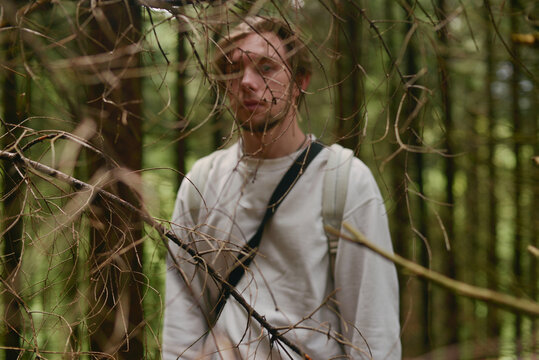 A man in a forest