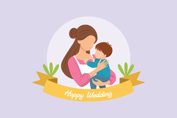  Happy mother day Concept. Colored flat vector illustration isolated