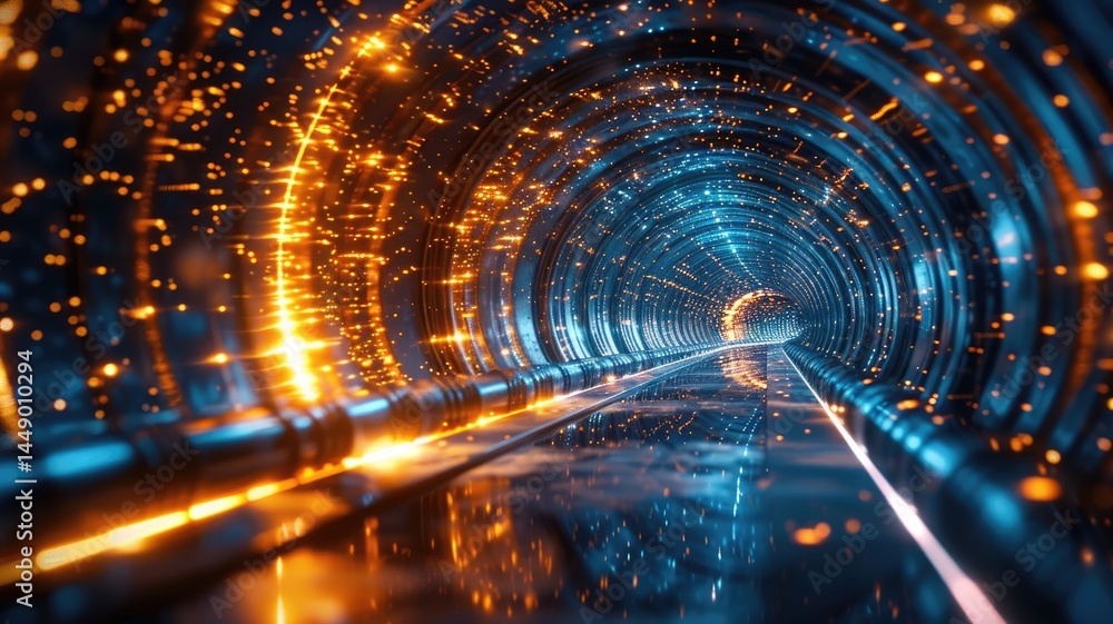 Poster abstract of vibrant line light with digital style effect in futuristic portal style scene with vivid