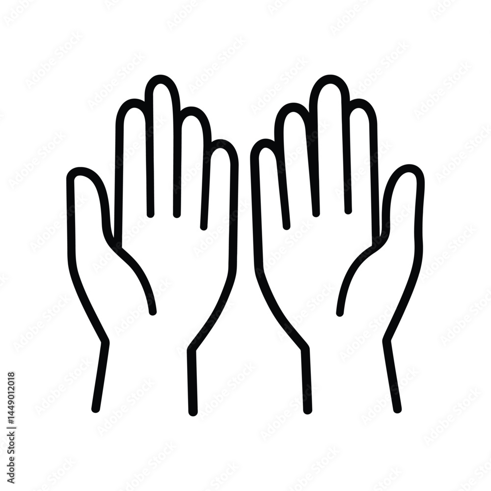 Aufkleber open palms hand drawn design with transparent background ready for use