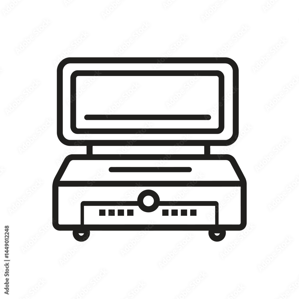 Poster open safe box outline icon. minimalist style depiction on transparent background
