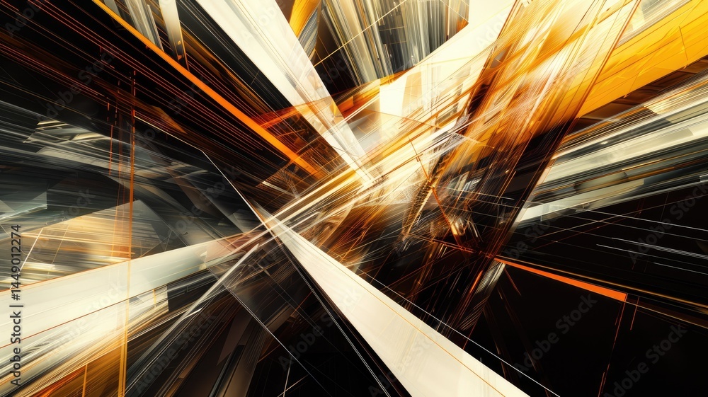 Poster dynamic abstract artwork showcasing vibrant lines and striking angles. ideal for modern design proje