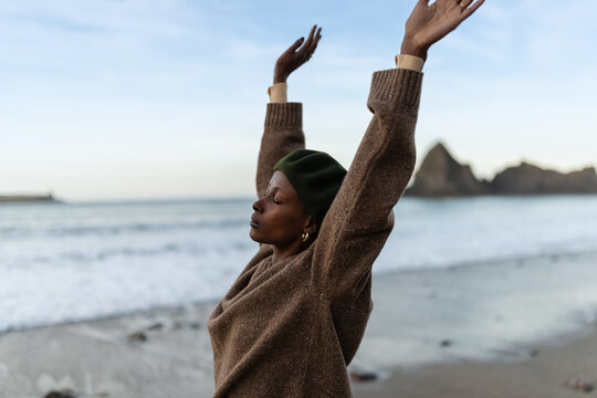 Woman enjoying freedom and serenity