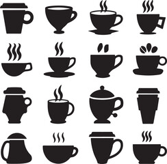Coffee mug silhouette bundle isolated illustration