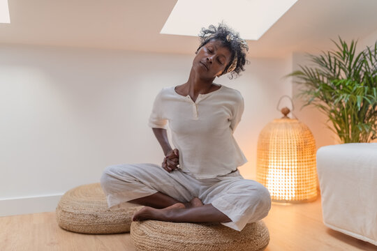 Woman doing stretching exercise