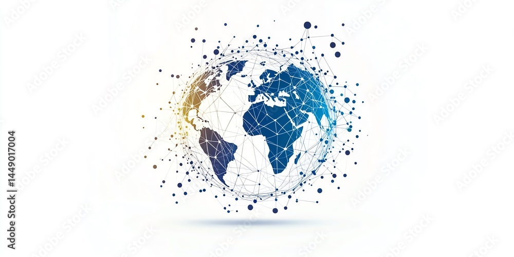 Poster global network connection world map