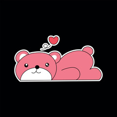 editorial design and vector illustration about cartoon in cartoon with the name bear falls in love ready to print for stickers