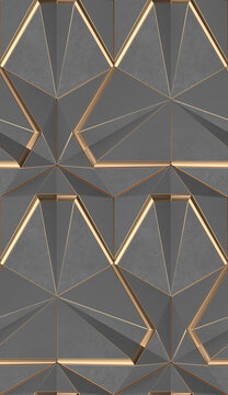 Black and dark gray color geometric tile wallpaper design.