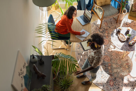 People working at luxury office