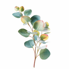 Fototapeta premium Vibrant Eucalyptus Branch with Delicate Green and Yellow Leaves Isolated on Grey Transparent background