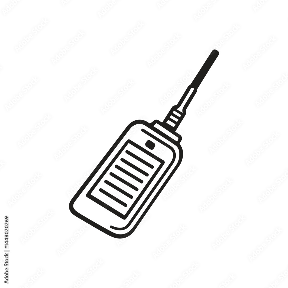 Aufkleber outline walkietalkie isolated on transparent background in simple line art style