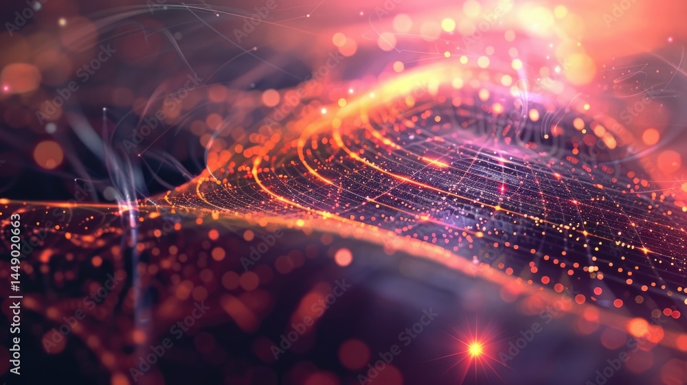 Poster abstract vivid light particle effect mysterious flowing design. seamless modern art of fractals ener