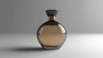Obraz premium Isolated luxurious perfume bottle showcasing rich amber fragrance in elegant glass design