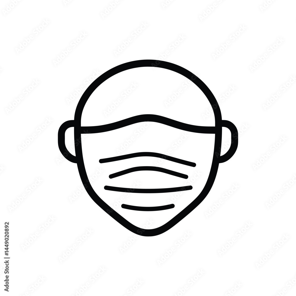 Poster outlined face with mask icon on transparent background isolated symbol