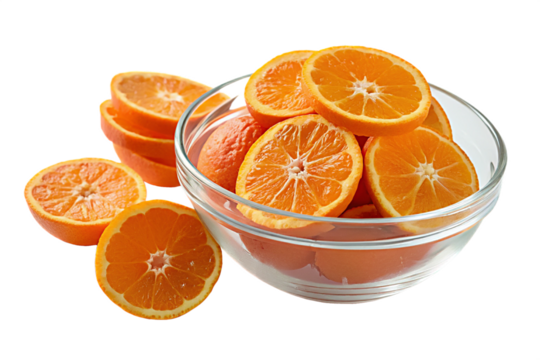 Oranges  slices glass bowl png image .