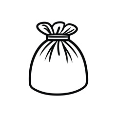 Outlined Sack, Illustration, Simple Black and White Isolated Image, Outline Art