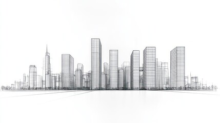 Fototapeta premium Architectural sketch of a city skyline