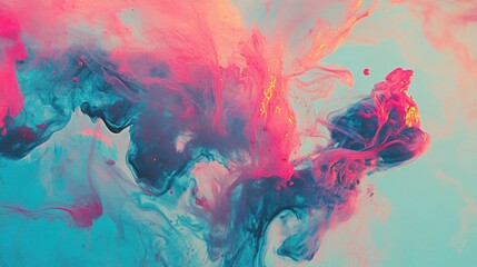 Vibrant hues blend in an abstract ink explosion.
