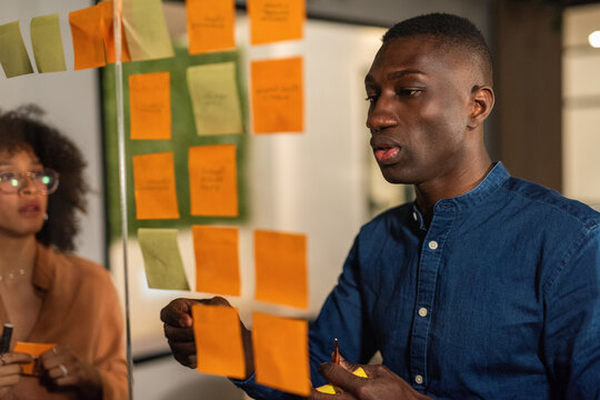 Entrepreneurs working on business strategy