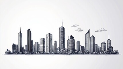 Naklejka premium Architectural sketch of city skyline