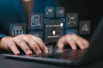 Procurement Management Industry concept, Businessman Supply Chain retail logistics management, Financial business growth, Transportation import-export, Best products procurement management