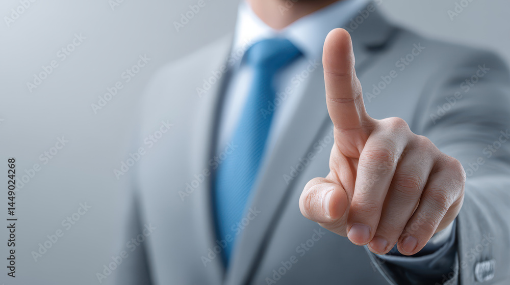 Aufkleber a man in a suit is pointing at a button on a screen